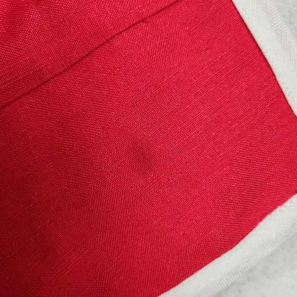 JG Hook Womens Plus Size 28W Linen Blend Red/White Ruffle Front Button Shirt - Picture 4 of 10